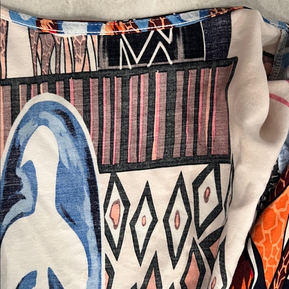 CHUFY Kimono Style Dress Belted Abstract Print Flowy Resortwear - Picture 2 of 5